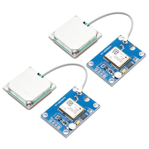 AYWHP 2 PCS GY-NEO6MV2 GPS Flugsteuerungsmodul NEO 6MV2 3V-5V Flugsteuerungs GPS Modul mit Superkeramikantenne, kompatibel mit Arduino (Modul + Antenne)