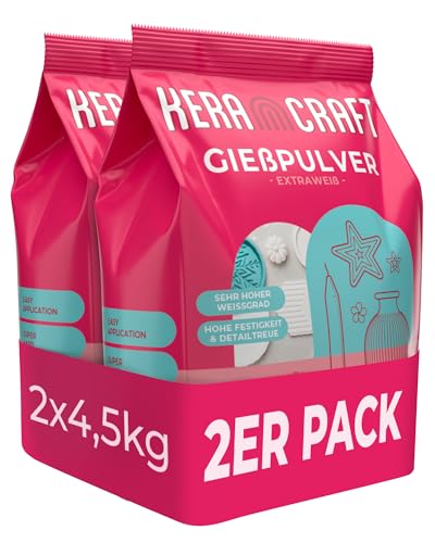 Keracraft Gießpulver weiß 2x4,5kg - Reliefgießpulver weiß für kreative Projekte