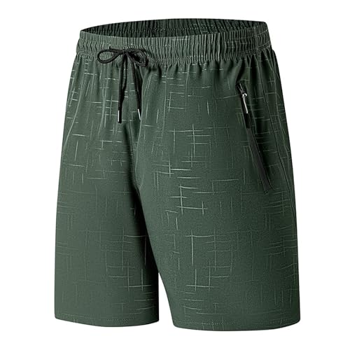 Sommer Shorts lässige, lockere, atmungsaktive, schnell trocknende Herren-Fitnessshorts im Trend bequem Retro Herren Größe 7(Grün,XXL)