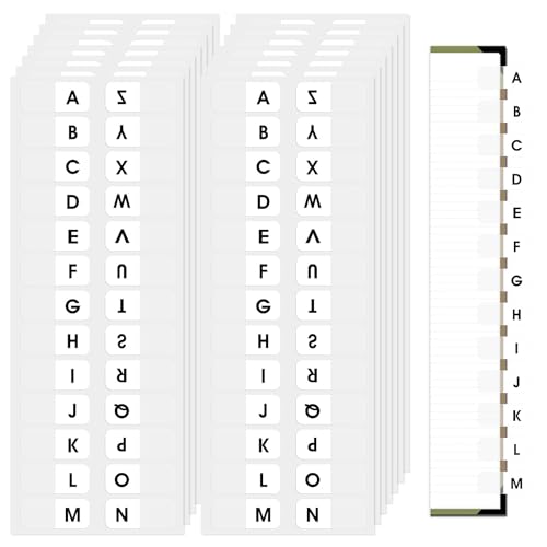 Amabro 390 Stück Register A-Z,Register Für Ordner A4 A-Z,Abc Register Für Ordner A4 Index Alphabetische Tabs Selbstklebende Transparente Aufkleberklebrige Tab Buchstaben Registerregister Aufkleber