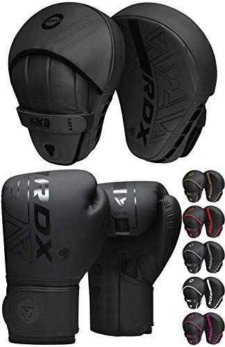 RDX Boxhandschuhe und Pratzen Set, Kampfsport Handpratzen, Muay Thai Boxpratzen Mitts, MMA Training Boxen Pads, Sparring Schlagpolster, Kickboxen Schlagkissen, Haken und Jab Boxpads