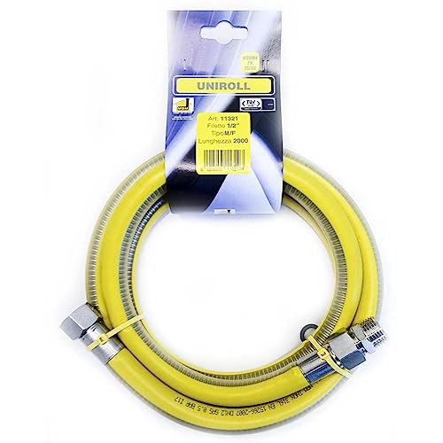 Gasschlauch 2 m 1/2" MF Edelstahl nach EN 15266 für Herd/Küche UNIROLL