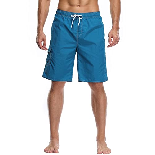Schwarze Cargo Herren mit Netzstoff Strand-Boardshorts Taschen Cargohose Arbeitshose(Himmelblau,3XL)