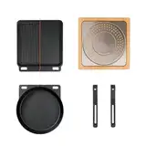 Solo Stove Pi Gusseisen Grillzubehör-Set, 3-teilig | Inkl. Pfanne (30 cm), Wendegrillplatte/Plancha (29 x 33 cm), 2 Griffe, Untersetzer, Für Pi Pizzaofen und jeden Indoor/Outdoor Ofen