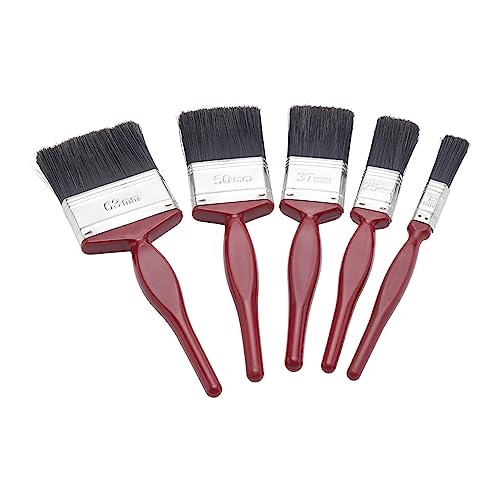 Fit For The Job 5-teiliges Pinselset in verschiedenen Größen für eine Glatte Oberfläche mit Dispersions-, Glanz-, Satinfarben auf Wänden, Decken, Holzarbeiten, Metall – Pinsel für Holz, Gipskarton