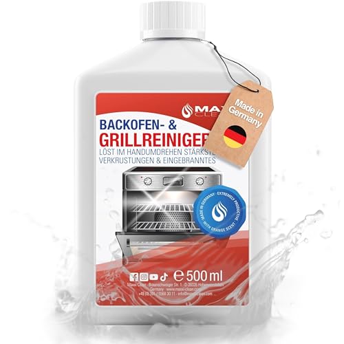 Maxxi Clean | Backofen- und Grillreiniger extra stark | 500 ml Gel Paste | selbstarbeitender Reiniger und Fettlöser | für Backofen, Herdplatte & Grill | löst Verkrustungen ohne Aufheizen & Gerüche