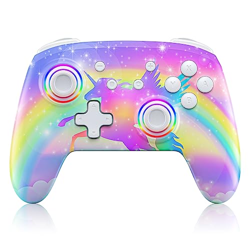 NexiGo Controller für Switch/Switch Lite, Extra für Nintendo_Switch Controller, Bluetooth mit Vibration, Bewegung, Turbo und LED-Licht (Violet Unicorn)