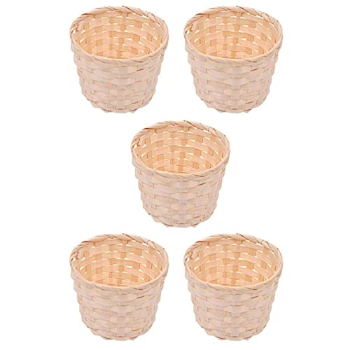 fumooa 5 StüCk Geflochtene Mini KöRbe Ohne Griffe für Geschenke, Dekoration, Geeignet für Verschiedene AnläSse (7,5 X 6 cm)