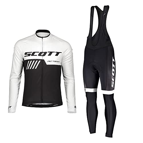 HOMTOL Herren Radtrikot Set Langarm Fahrradanzüge Fahrradtrikot Set Langarm Trikot + Radlerhose mit Sitzpolster Atmungsaktiv Elastische Schnell Trocknend Fahrrad Trikot für Fahrrad Rennrad MTB