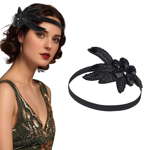 20er Jahre Haarschmuck Damen 1920s Stil Vintage Stirnband Kopfschmuck 20er Jahre Damen Braut Tiara Haarschmuck Pailletten Stirnband 20er Jahre Gatsby Kostüm Accessoires