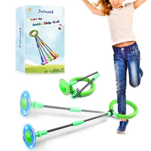 Jalunth Springring Fußkreisel Swing Wheel Outdoor Draußen Garten Draussen Spielzeug Spiele Sachen Kinder Erwachsene Jungen Mädchen 5 6 7 8 9 10 11 12 13 Jahre Ostern Geschenke mit Coole Lichtrad