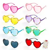 HOUT 8 Stück Herz Partybrille Sonnenbrille: Herzbrille Party Glasses Deko Accessoires für Herren Damen - Festival Karneval Geschenk - 70er 80er 90er Hippie Retro Gläser - Mottoparty Foto Requisiten