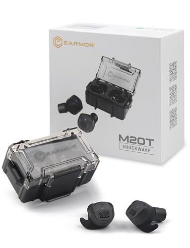 EARMOR M20T NRR26dB Elektronischer Schieß-Gehörschutz – Bluetooth5.3, Gehörschutz-Ohrstöpsel mit Umgebungsgeräuschverstärkung für Schießstand, Waffenbereich und Jagd