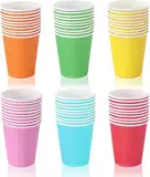 YWKJDDM Pappbecher, 60 Stück Pappbecher Bunt,250ML Einweg Mehrfarbig Partybecher, Mehrfarbig Papierbecher geeignet für Hochzeit Kinder DIY Partybedarf Kaffee Tee Heißen und Kalten Getränken