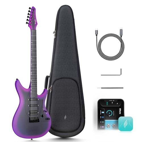 Enya E-Gitarre Inspire 39" Smart E-Gitarre aus Kohlefaser mit 15W Wireless Lautsprecher, 20 unterschiedlichen Klängen, eingebauten Presets, Ladekabel, Einstellschlüssel und Gitarrentasche