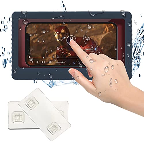 Badezimmer Handyhalterung Dusche Telefonkasten Wasserdicht Touchscreen Wandmontage Telefonhalter Dichtung Aufbewahrungsbox Dusche Handyablage für iPhone/Samsung ​Handyabdeckung für Badezimmer (Blau）