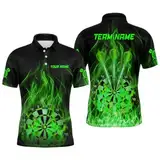 Grünes Feuerflammen-Dartboard Herren & Damen Darts-Polos & Quarter-Zip-Shirts – Individuelle Dart-Shirts für Männer & Frauen – Dart-Trikots L1326