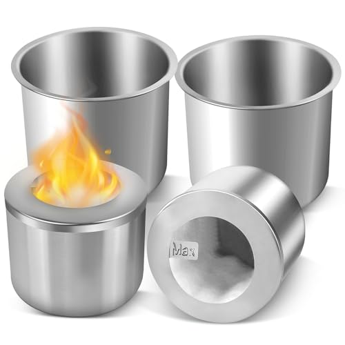 Bioethanol Brennertopf Ethanol Brennkammer Einsatz 2 Sets Edelstahl Ethanol Brenner Bioethanol Tischkamin Zubehör mit Keramikwolle Ideal um Selbst eine Kleine Feuerstelle zu Bauen DIY Deko