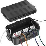 RESTMO Extra große wasserdichte Kabelbox, IP54 wasserdicht, Outdoor-Kabelsicherheitsbox, wetterfester Elektrokasten zum Schutz von Steckdosenleisten, Außensteckern (32 x 22 x 13 cm) - Schwarz