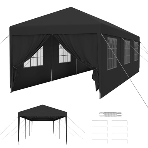 Froadp 3x9 m Garten Pavillons mit 8 Seitenwände Partyzelt Stahlkonstruktion Festzelt Wasserdicht Gartenpavillon Markisen Sonnenschutz Bierzelt für Garten Markt Hochzeit, Anthrazit