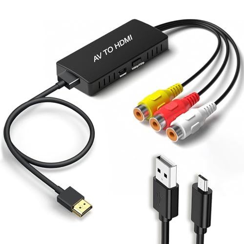 HDMI Adapter, Scart Auf HDMI Adapter, Wii HDMI Adapter, RCA auf HDMI Konverter mit HDMI Kabel, AV zu HDMI Converter, für PS2/Xbox/SNES/ N64/ VHS/VCR Videorecorder DVD, Unterstützt PAL/NTSC