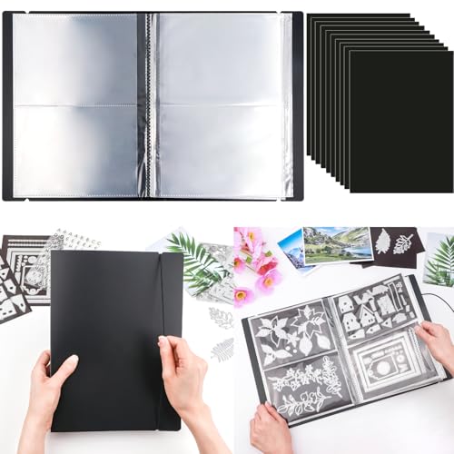10 Stück 0,3 mm dicke Magnetblätter & 80 Taschen/20 Seiten Aufbewahrungsalbum für Stempel und Stanzformen, Aufbewahrungsbuch, Organizer für Aufbewahrung, Stanzen, DIY, Scrapbooking, Kartenherstellung,