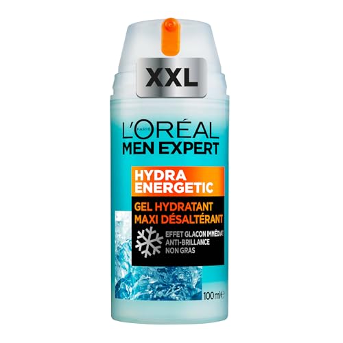 L'Oréal Men Expert XXL kühlende Gesichtspflege Anti-Glanz für Männer, Erfrischendes und mattierendes Gesichtsgel, Gesichtscreme für Herren, Hydra Energy, [Amazon Exclusive], 1 x 100 ml