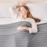 EMME Kühldecke Kühlende Decke, Arc-Chill Q-Max>0.5, 152 x 203 cm, 2 in 1 Doppelseitige Dünne Sommerdecke, Leicht Atmungsaktiv Tagesdecken, Sofa Decken,Bettüberwurf Kuscheldecke,Grau Gestreift