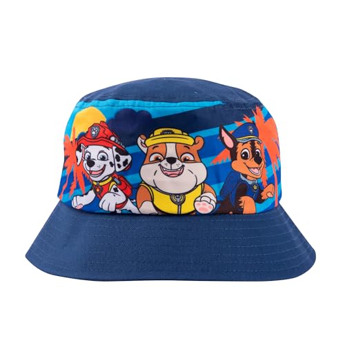 Paw Patrol Fischerhut für Jungen - Marshall, Rubble und Chase Kinder Bucket Hat Sonnenhut Sonnenschutz Anglerhut Blau