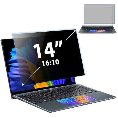 PYS Laptop Blickschutzfolie 14 Zoll Anti Spy Blaulicht Blendfrei Sichtschutz Folie 16:10 Abnehmbarer Displayfilter Sichtschutzfilter Kompatibel mit Lenovo SGIN HP Dell Acer Samsung Asus Toshiba