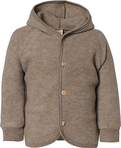 Engel Baby Jacke mit Kapuze Wollfleece (Walnuss Melange, 98-104)