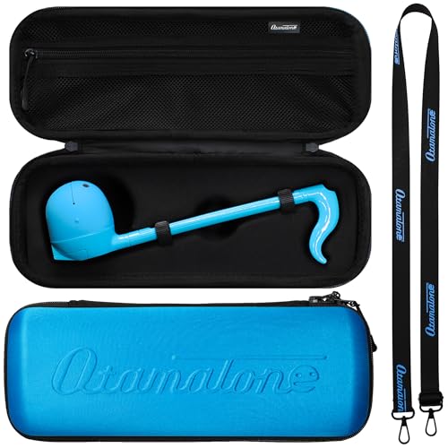 Otamatone Official Case (Regular - 10.7 inch) Musical Instrument Toy Synthesizer Hard Shell Cover, Smooth Fitted Protective Interior with Official Logo Strap, Inner Zipper Pouch (Blue)