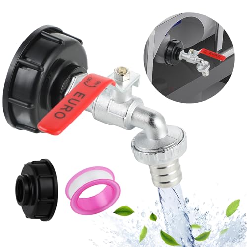 IBC Tank Zubehör - IBC Auslaufhahn Wassertank 1000L zubehör 3/4 Zoll Kugelhahn Wasserhahn IBC Grobgewinde S60x6 Adapter Kappe geeignet für IBC Tanks 600/1000L und Regentonne