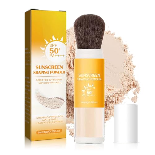 Mineral Sonnenschutz Puder, SPF 50 Sunscreen Setting Powder, Oil Control Loose Powder mit Brush, Wasserfest Lang Anhaltend, Leicht Und Atmungsaktiv Face Powder, Für Alle Hauttypen Geeignet