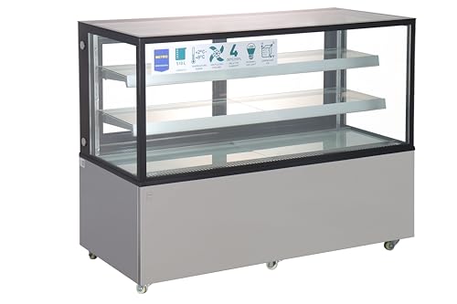 METRO Professional GCV1470 Kühltheke, Deli Kühlvitrine, Edelstahl/Hartglas, 151,5 x 67,5 x 121 cm, 510 L, ventilierte Kühlung, 490W, Schiebtüren, auf Rollen, silber, Klimaklasse 4