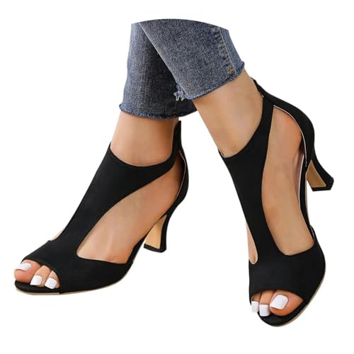 damen schuhe sommer absatz, Sandalen Damen mit Absatz Sommer Hallux Valgus High Heels Schuhe Sommerschuhe Offene Slingback Pumps Elegant und Bequem Sandaletten Weite H Absatzschuhe Tanzschuhe, 36-43
