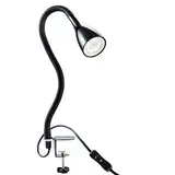 B.K.Licht - Schreibtischlampe mit Kabelschalter, dimmbar in Stufen, schwenkbar, Tischlampe, Klemmleuchte, Tischleuchte, Bürolampe, Leselampe, Leselicht, Klemmlampe, 60x5,5 cm, Schwarz