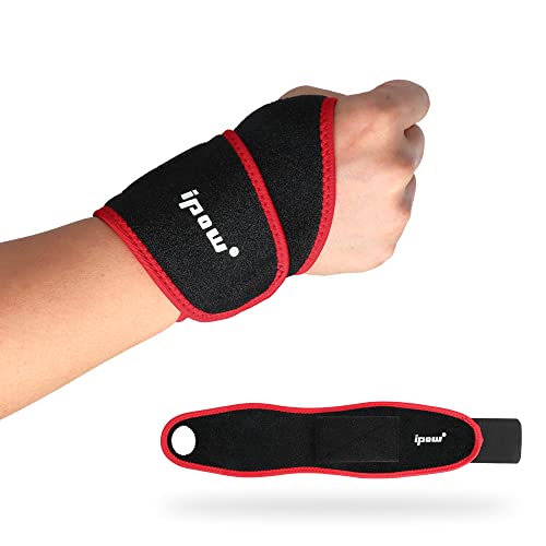 ipow [ 2er Set Handgelenkbandage Handgelenkstütze einstellbare atmungsaktive Handgelenk Unterstützung für Sport, Fitness & Bodybuilding (Rot+Schwarz)