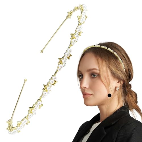 Braut-Stirnband, Perlen-Haarbänder, Damen, einfache Haarbänder für Damen und Mädchen, goldenes Stirnband, Kristall-Haarband für Damen, Mädchen, Party, Hochzeit, täglicher Haarschmuck…