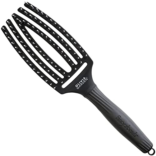 Olivia Garden - Fingerbrush - Boar & Nylon bristles - Medium - Black