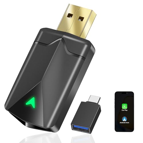 ZOUHOE Carplay Wireless Adapter – Android Auto Wireless Adapter, 5,8-GHz-WLAN, Plug & Play, Mini & Stabil, iOS 10+/Android 10+, Schnelle Auto-Verbindung für Fahrzeuge ab Baujahr 2016. (1 Stück)