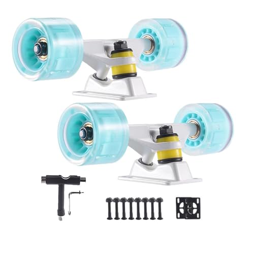 ANWEALTH Skateboard Achsen Set Skateboard Achsen und Rollen Set Flash LED Skateboard Rollen und Kugellager Set 60 mm mit Skateboard Pads Skateboard Werkzeug
