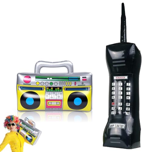 Aufblasbare Radio, Aufblasbare Rock Star Toy, Aufblasbarer Retro Ghettoblaster, für 80er 90er Party Dekorationen Accessoires Deko 90er Disco Mottoparty Karneval Outfit,2 Stück