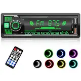 Autoradio Bluetooth,CENXINY Auto Radio Bluetooth Radio mit 7 Farben Licht Einstellbar 1 Din Autoradio Bluetooth FM Autoradio mit 2USB/AUX/TF MP3 Player Unterstützt iOS und Android