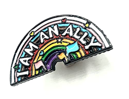 Metall-Anstecknadel mit Aufschrift "I Am An Ally LGBT", Regenbogen-Motiv, Aufschrift "Love is Love", Metall