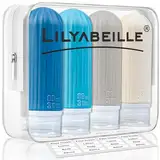 LilyAbeille 4 Stück 89 ml Reiseflaschen zum Befüllen, Silikon Reiseflaschen Set, Reisegröße Behälter BPA-frei, Reise Gadgets Travel Essentials Flugzeug Gadgets