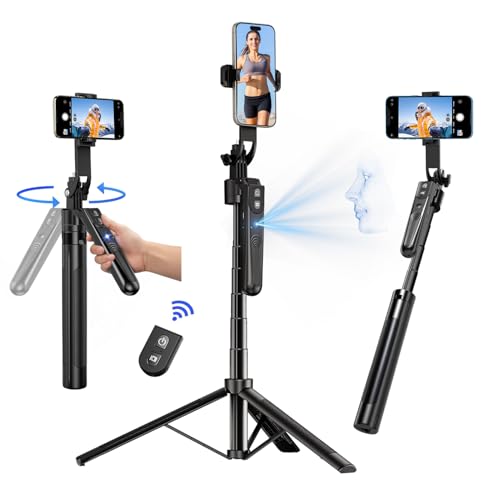 yAyusi 360° Drehung Stativ mit Automatischer Gesichtsverfolgung, 180cm Telefonstativ mit Bewegungssensor, Keine App, Gestensteuerung, Selfie-Stick-Stativ Ständer für Videoaufzeichnung/Live-Streaming