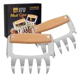 Geschenke für Papa Pulled Pork Krallen - Männer Geschenke Grill Zubehör Frauen Geschenke Grillzubehör Holzgriff Rostfreier Stahl Fleischkrallen Pulled Pork für Koch | Grillliebhaber