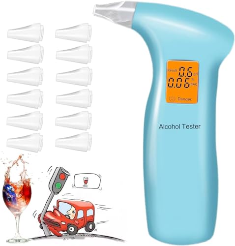 RUTIDA Alkoholtester mit 12 Mundstücken, Alkoholmessgeräte Polizeigenau Professioneller Alkohol Tester Promilletester BAC-Tester mit LCD Bildschirm und Halbleiter Sensorik