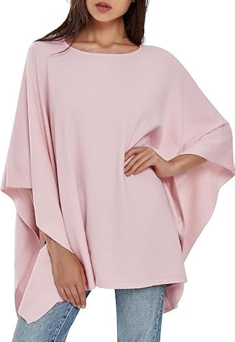 PULI Damen Pullover Poncho Elegant Viskose Strick Locker sitzend Poncho Schal